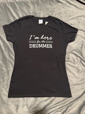 I'm Here for the Drummer Black Graphic Tee